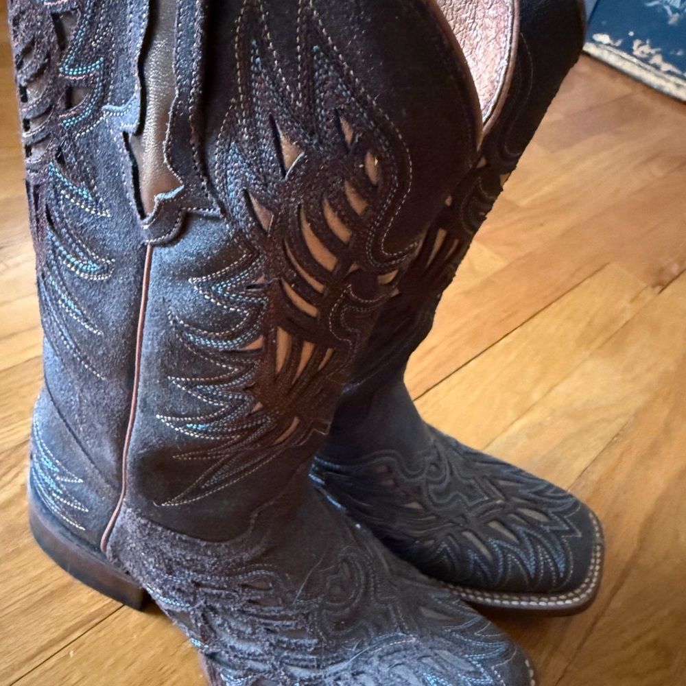 Lucchese Dark Brown Leather Boots - Picture 4 of 16